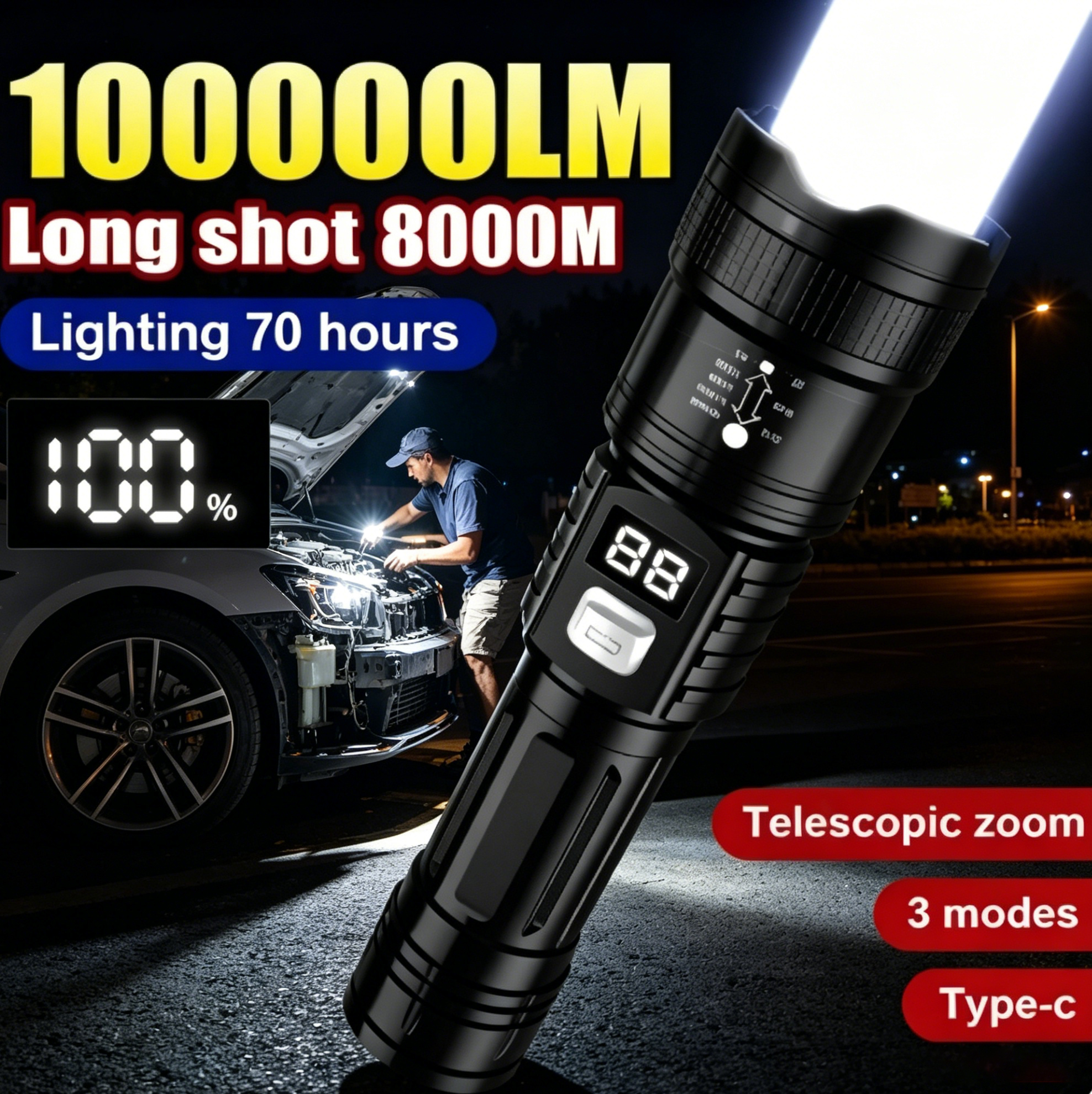 Rechargeable LED Flashlight 10 - Fishing Light 리뷰 및 가격
