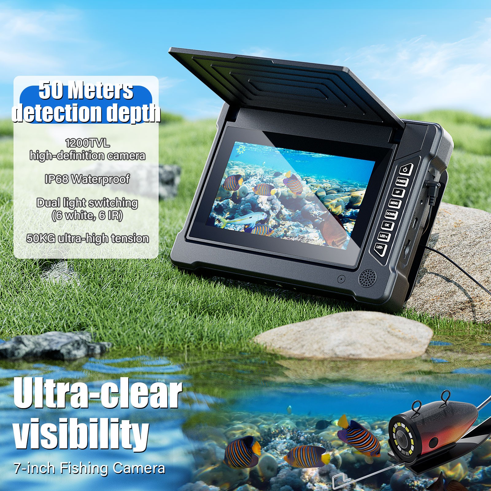 7 Inch 15M 1200TVL Underwater  - Fish Finder Cable 리뷰 및 가격