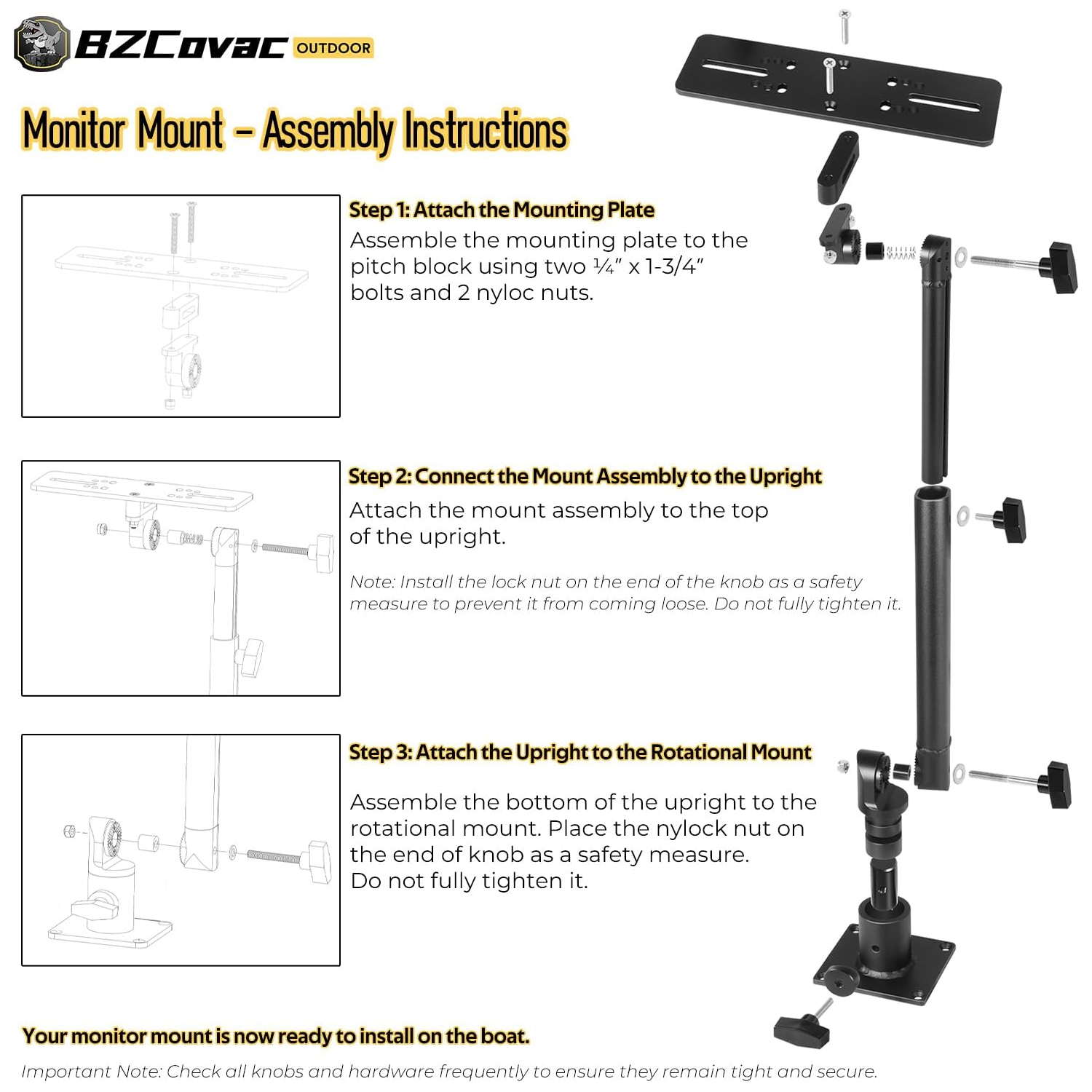 Marine Anodized Aluminum Monit - Fish Finder Mount 리뷰 및 가격