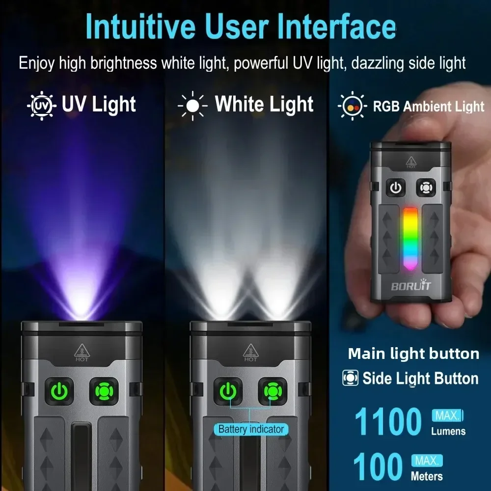 BORUiT EV20 1100LM EDC UV Keyc - Fishing Light 리뷰 및 가격