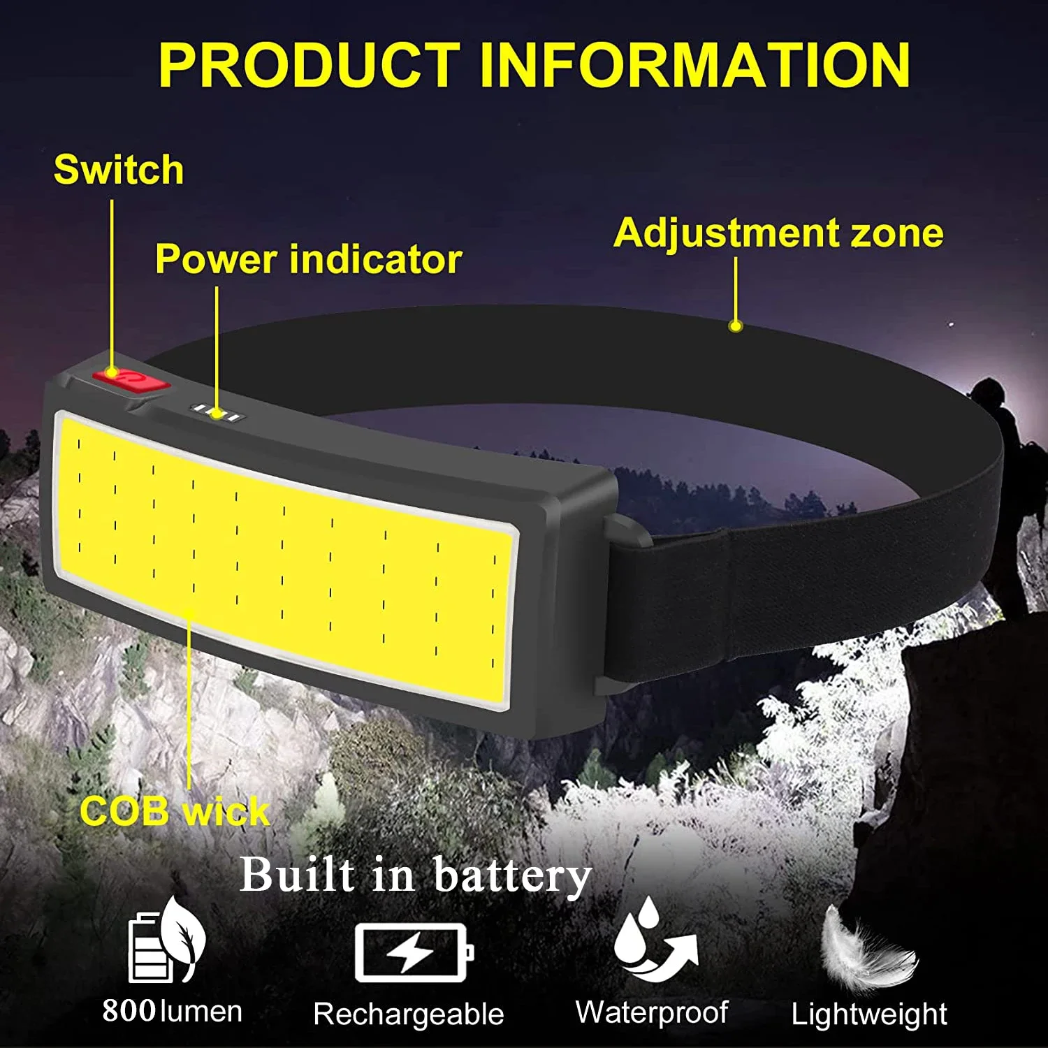 COB Portable LED Headlights Ou - Fish Finder Battery 리뷰 및 가격