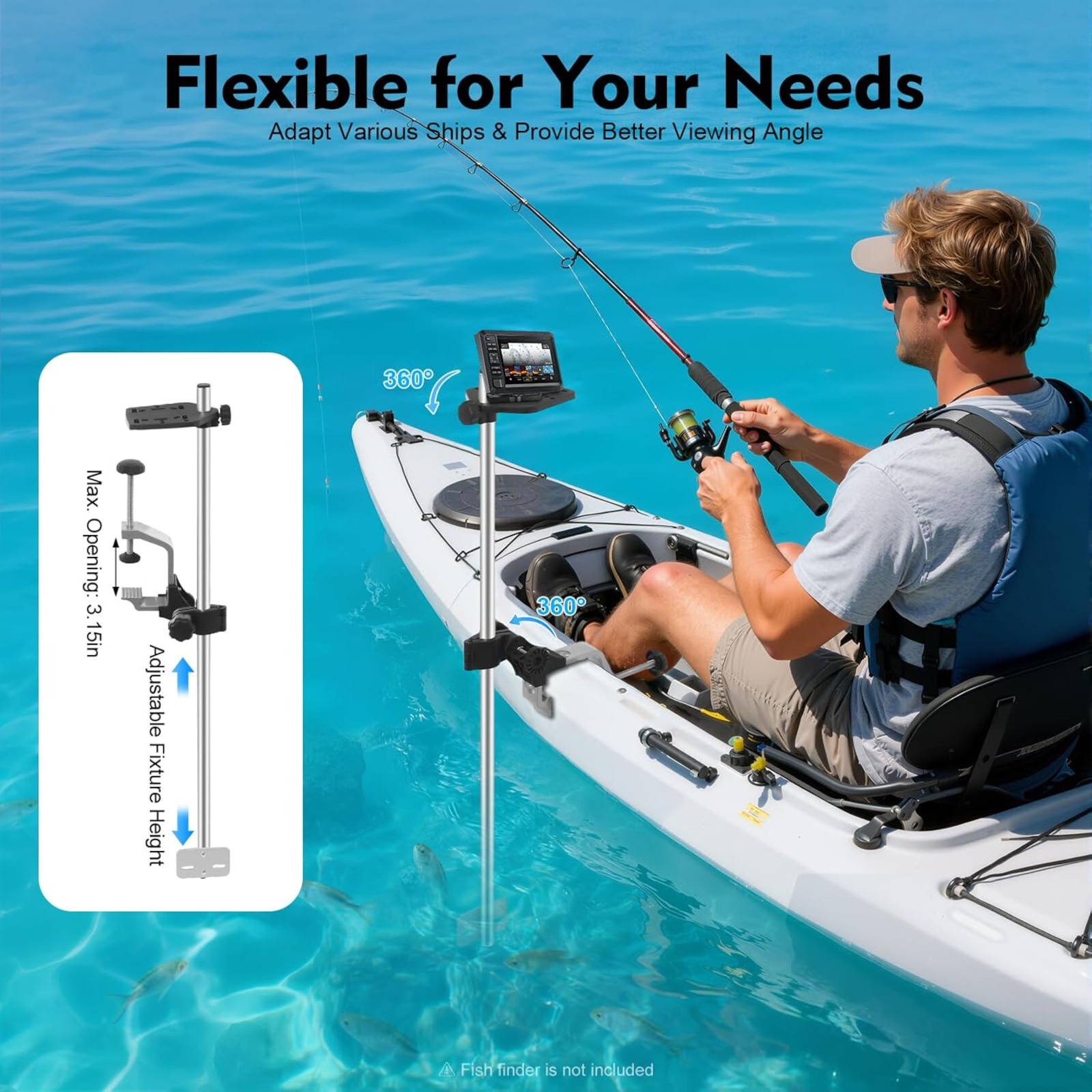 Portable 360° Adjustable Trans - Fish Finder Mount 리뷰 및 가격