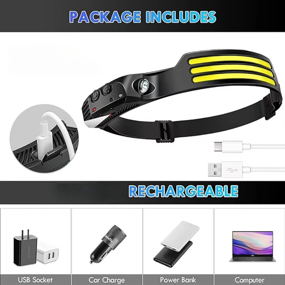 COB LED Induction Headlamp USB - Fish Finder Battery 리뷰 및 가격
