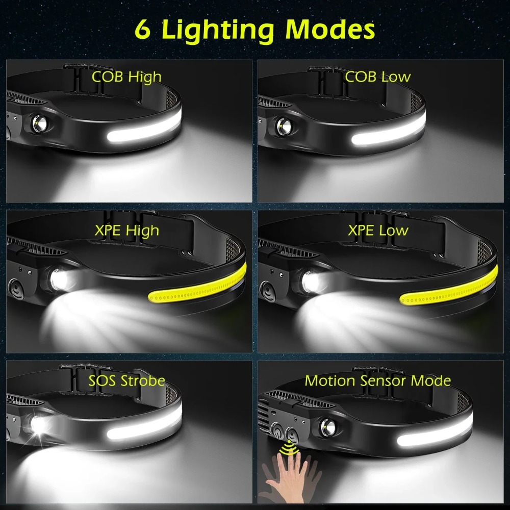 COB LED Induction Headlamp USB - Fish Finder Battery 리뷰 및 가격